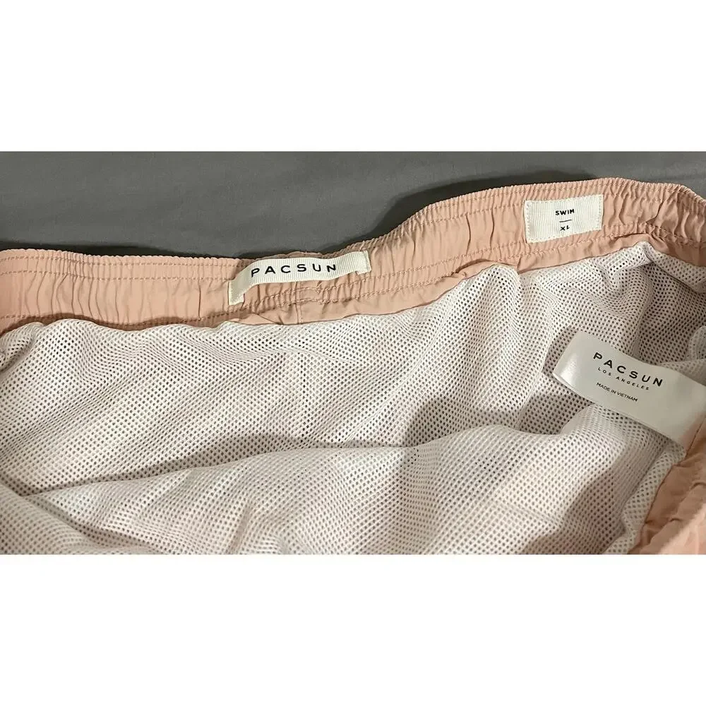 PacSun Swim Shorts Mens XL Pink Solid Drawstring Elastic Waist Mesh Lined